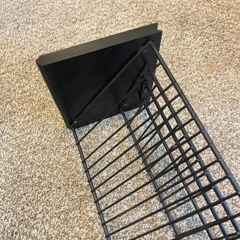 Vintage Y2k 25 CD Storage‎ Desk Stand Holder Display Metal Wire Rack black wood